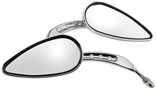 HTTMT MT383B-CD Chrome Skull Side Mirrors Compatible with 1984 and up Harley Davidson Touring Street Glide Road Glide Special Electra Glide Ultra Classic Ultra Limited
