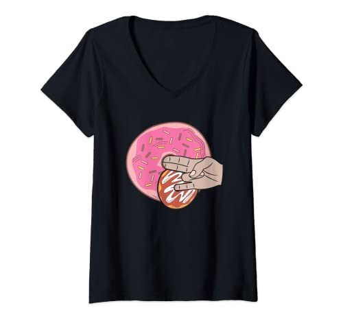 Femme Cadeau sexuel avec inscription « 2 In The Pinky 1 In The Stinky » T-Shirt avec Col en V