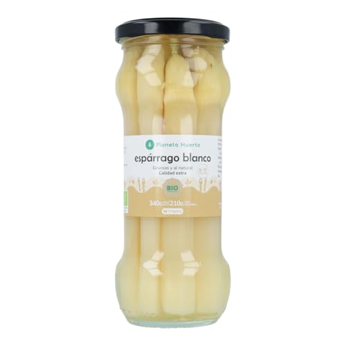 PLANETA HUERTO | Espárrago blanco grueso al natural ecológico 340 g, sin aditivos ni conservantes - Esparrago Blanco Tiernos turiones ecológicos envasados al natural, listos para consumir