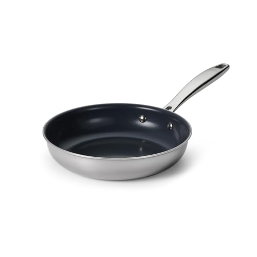 Tramontina Seattle 8-Inch Tri-Ply Clad Stainless Steel Small Frying Pan with Ceramic Non Stick Interior, PTFE/PFOA-Free Nonstick Skillet, Oven-Safe, Dishwasher-Safe, Induction-Ready