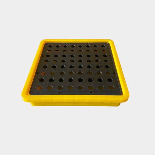 HKXALHHDD Spill Containment Platform with Drain Anti Slip Large Plastic Containment Tray Leakproof Detachable for Industrial Uses, Spill Containment Pallet 2 Drum Modular Platform,1 pcs,13.4x13.4x2.6