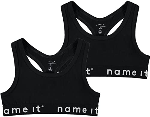 Name It Nkfshort Top 2p Solid Black Noos Bustier, Noir, 146 (Lot de 2) Fille
