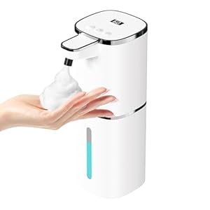 Automatic Foaming Soap Dispenser Touchless, USB Rechargeable Smart Hand Soap Dispenser, 9-Level Adjustable, Physical Button Operation, 13.5oz/400mL Wall Mounted for Bathroom Kitchen Dish Soap