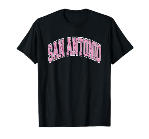 San Antonio Arched Pink Text T-Shirt