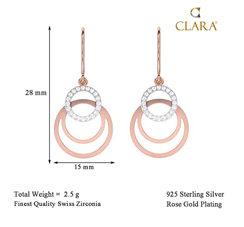 Image of Clara 925 Sterling Silver Irina Pendant Earring Chain Jewellery Set | Rose Gold Rhodium Plated, Swiss Zirconia | Gift for Women & Girls