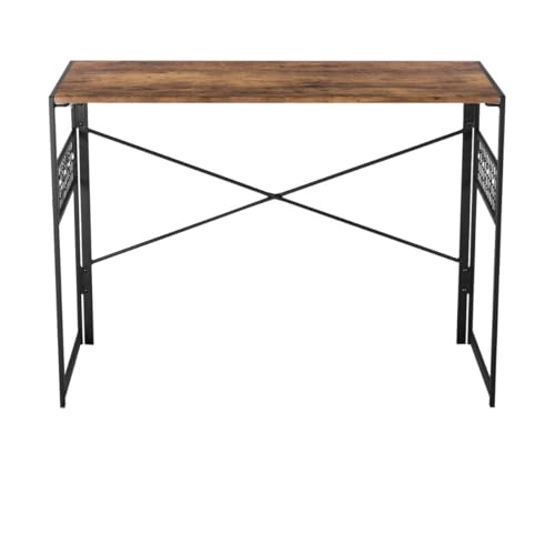 FurnitureR Computer Workstations, Laptop Folding Desk, Iron Mesh with 8 S-Hooks, MDF & Metal Frame, Portable Desk for Home Office, Writing Table for Living Room, Bedroom, Dormitory, 100 x 50 x 72 cm