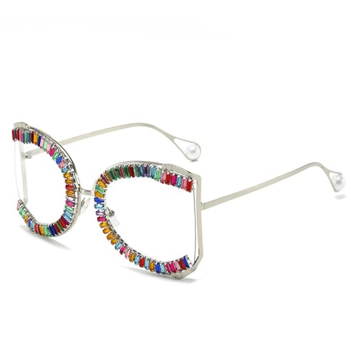 Lunettes grand format en métal incrusté de perles de luxe