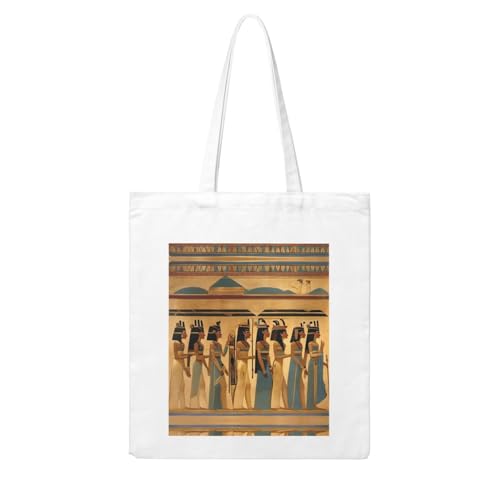 HJLUUFT Bolsas de mano de sublimación para mujeres en el antiguo Egipto, bolsa de lona reutilizable, bolsas de comestibles elegantes para ir de compras y más, Beige, Talla única