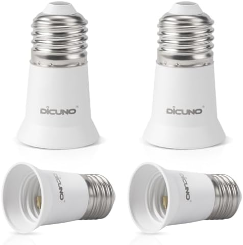 DiCUNO E26 to E26 3CM/1.2 Inch Socket Extender, E26 to E26 Lamp Bulb Socket Extension, Lamp Holder Adapter, 4-Pack