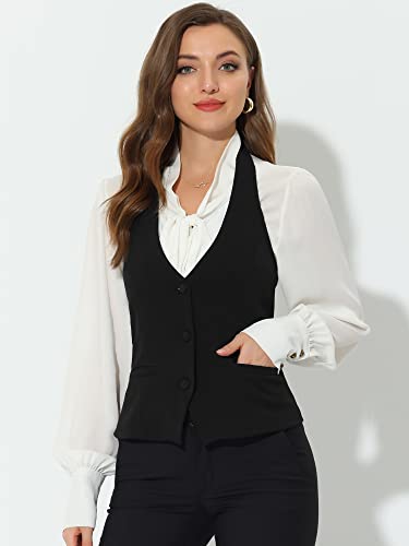 Allegra K] スーツベスト チョッキホルターネック ノースリーブ