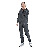 LeeHanTon Winter Outfits for Women Jogging Activewear Zip Up Sherpa Lined 2 Pieces Warm Heavyweight Fleece Sweat Suits Dark Grey M