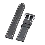 Generico Cinturino per orologio in vera pelle, bracciale vintage opaco da 20 mm, 22 mm, 24 mm, 26 mm in 7 colori, cinturino unisex per uomo e donna(Silver,22MM_NO LOGO)