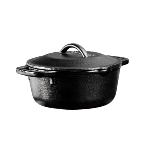 Image of Lodge Cast Iron Dutch Oven 1 Quart - Loop Handle Cooking Vessel - Even Heat Retention - Oven-Safe, Versatile Pot