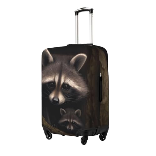 Cute Raccoon Travel Luggage Cover Fits 18-32 Inch Luggage, Elastic Suitcase Cover Protector with Concealed Zipper for Wheeled Suitcase Tsa Approved2