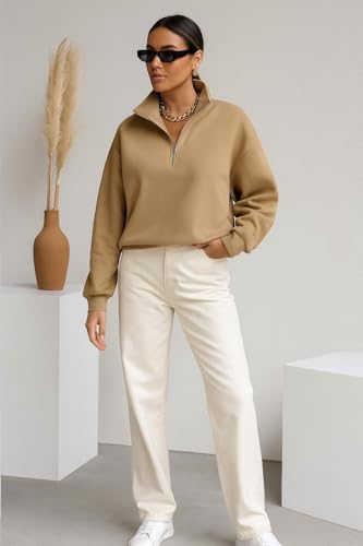 Image of Mack Jonney Women's Fleece Half-Zip High Neck Sweatshirt | Warm & Stylish Winter Wear -M4746