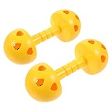 UKCOCO 2 piezas Mancuernas Infantiles de Plástico Amarillo Juguetes Interactivos para Ejercicio y Gimnasia Pesas Ligeras para Entrenamiento y Entretenimiento Casa