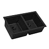 Ruvati 32 x 19 inch Granite Composite Quartz Undermount Double Bowl Kitchen Sink - Midnight Black - RVG2388BK