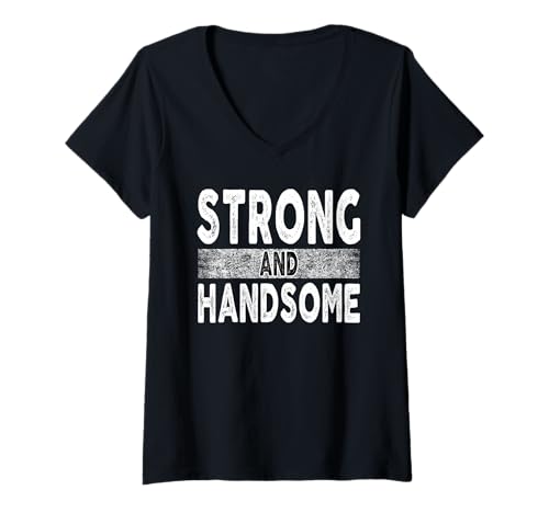 Mujer Camiseta fuerte y guapo Strongman Gym Workout Shirt Camiseta Cuello V