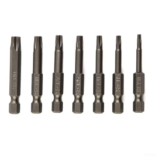 Screwdriver Essentials - Paquete completo de siete puntas de destornillador magnetizadas con compatibilidad hexagonal estándar (para uso en tamaños desde hasta T40)