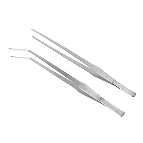 HAPINARY Stainless Steel Straight Curved Tip Tweezers 38cm Long Aquatic Plant Tongs Fish Tank Plant Tweezers Perfect for Professional Aquarists