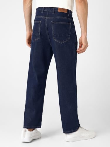 Urbano Fashion Men's Loose Mid Rise Blue Jeans Dark Blue - Image 5