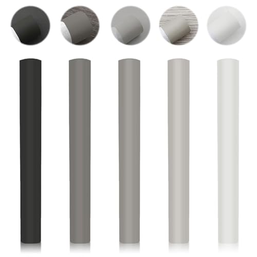 5 Stück Laminat Reparaturset, Holzwachs Reparatur WachsstäBchen, Weiß Grau Schwarz Parkett Reparaturset, Holz Reparaturset Set FüR Kratzer Und LöCher, MöBel Laminat Boden