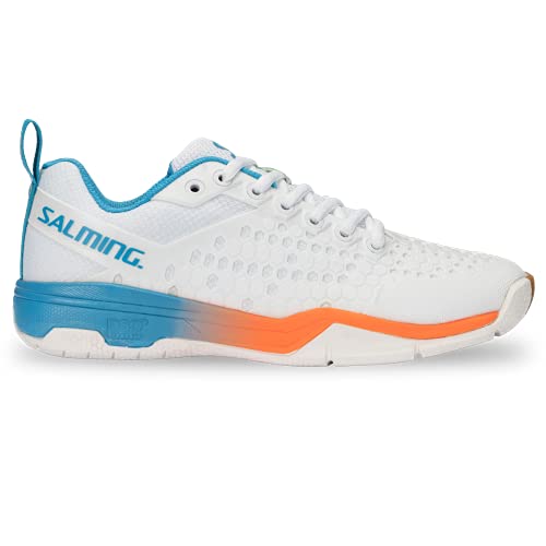 Salming Eagle Indoor/Court/Squash/Badminton-Schuhe für Herren, Weiß/Race Blue, White Raceblue, 45 1/3 EU