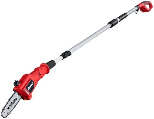Cordless Pole Saw 20V, 8 Inches Electric Tree Trimmer – Extendable Up to 14 feet Reach, Lightweight with Automatic Oiling, Low-Kickback Chain & Tool-Only Red