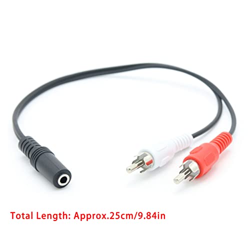 Cable adaptador Jack 3.5mm hembra a 2 RCA macho 25 cm miniatura 4