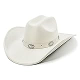 FLUFFY SENSE. Cowboy Hat for Women and Men with Shapeable Wide Brim - Felt Cowboy Hat Cattleman West