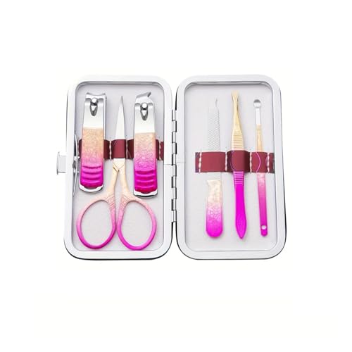 MQPALZKD Juego de cortaúñas de 6 a 12 Piezas, Juego de pedicura for uñas de Oreja y Mano, empujador de cutículas(12.8-10.8CM)