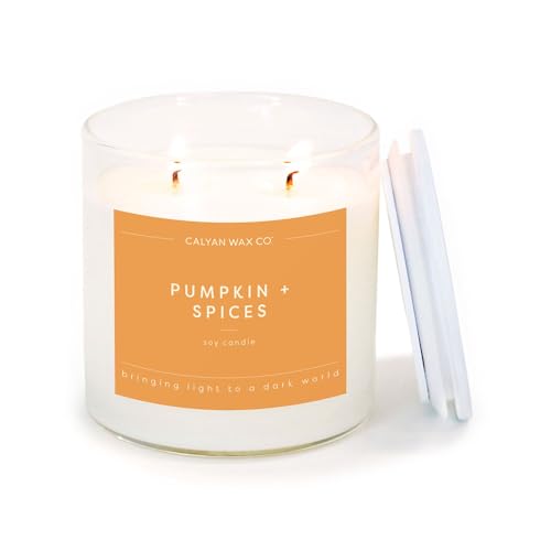 Pumpkin Spice Scented Holiday Candle Soy Wax Candles for The Home Scented with Phthalate Free Oils 35 x 3 inch 88 oz 37 Hour Burn Time Fall Candles Home Decor in Glass Jar Calyan Wax