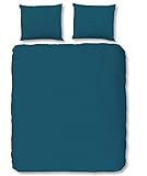 farbenfrohe Design´s HIP Mako Satin Bettwäsche 2 teilig Bettbezug 140 x 200/220 cm Kopfkissenbezug 60 x 70 cm Uni 0280.68.01 Petrol