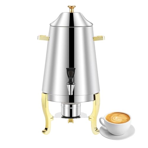 Dispensador de bebidas de acero inoxidable para café, jugo y bebidas calientes en fiestas, eventos y bufés, solución moderna y duradera para servicio de bebidas
