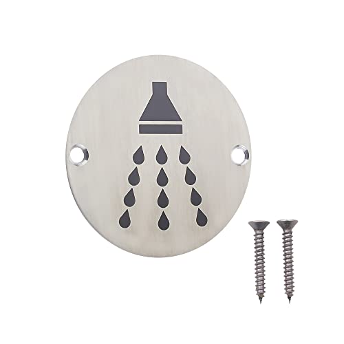 Targa per porta doccia per bagno con disco rotondo in acciaio inox, 76 x 1,5 mm, confezione da 1