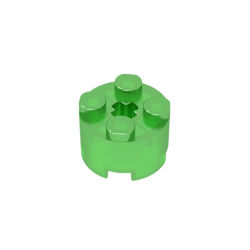 Gobricks 6143 Round Brick Brick Round 2x2 with Axle Hole 50 Pieces GDS-607 Compatible with Lego Building Blocks Color:Trans Green — image 1