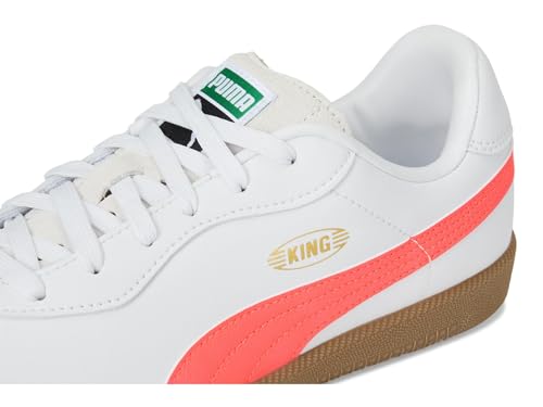 Image of PUMA Men's King 21 Indoor Trainer Soccer Cleats, White /Glowing Red, 10, Medium
