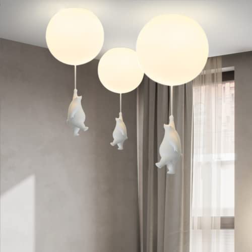 Kreatywna lampa sufitowa LED w kształcie balonowego niedźwiedzia polarnego - urocza oprawa oświetleniowa do pokoju dziecięcego, dekoracja pokoju dziecięcego, zabawne rozwiązanie oświetleniowe
