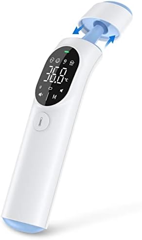 Ear and Forehead Thermometer for Adults, 4 in 1 Bluetooth & App Connected Non-Contact Digital Thermometer, Infrared Temperature Thermometer for Adults Kids Baby, with Fever Alarm