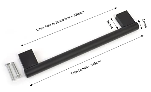 Kitchen Cupboard Cabinet Keyhole Boss Bar Door Handle Knob Black Matt Finish (10, 320mm Hole Centres) - Image 2