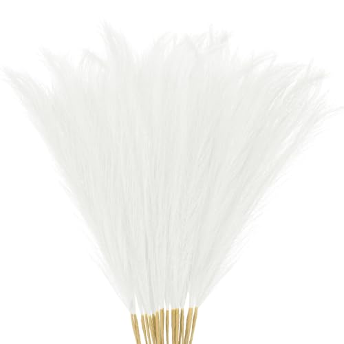 M METERXITY 20-Pack Faux Pampas Grass 21.7 Inch/55cm Small Fake Fluffy Pampas Grass Decor Pampas Grass Branches Vase Filler for Home/Wedding/Vase/Office/Party [Cream]