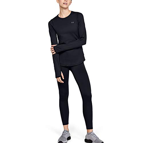 Under Armour Women's ColdGear Armour Compression Crew Long-Sleeve T-Shirt , Black (001)/Metallic Silver , Small