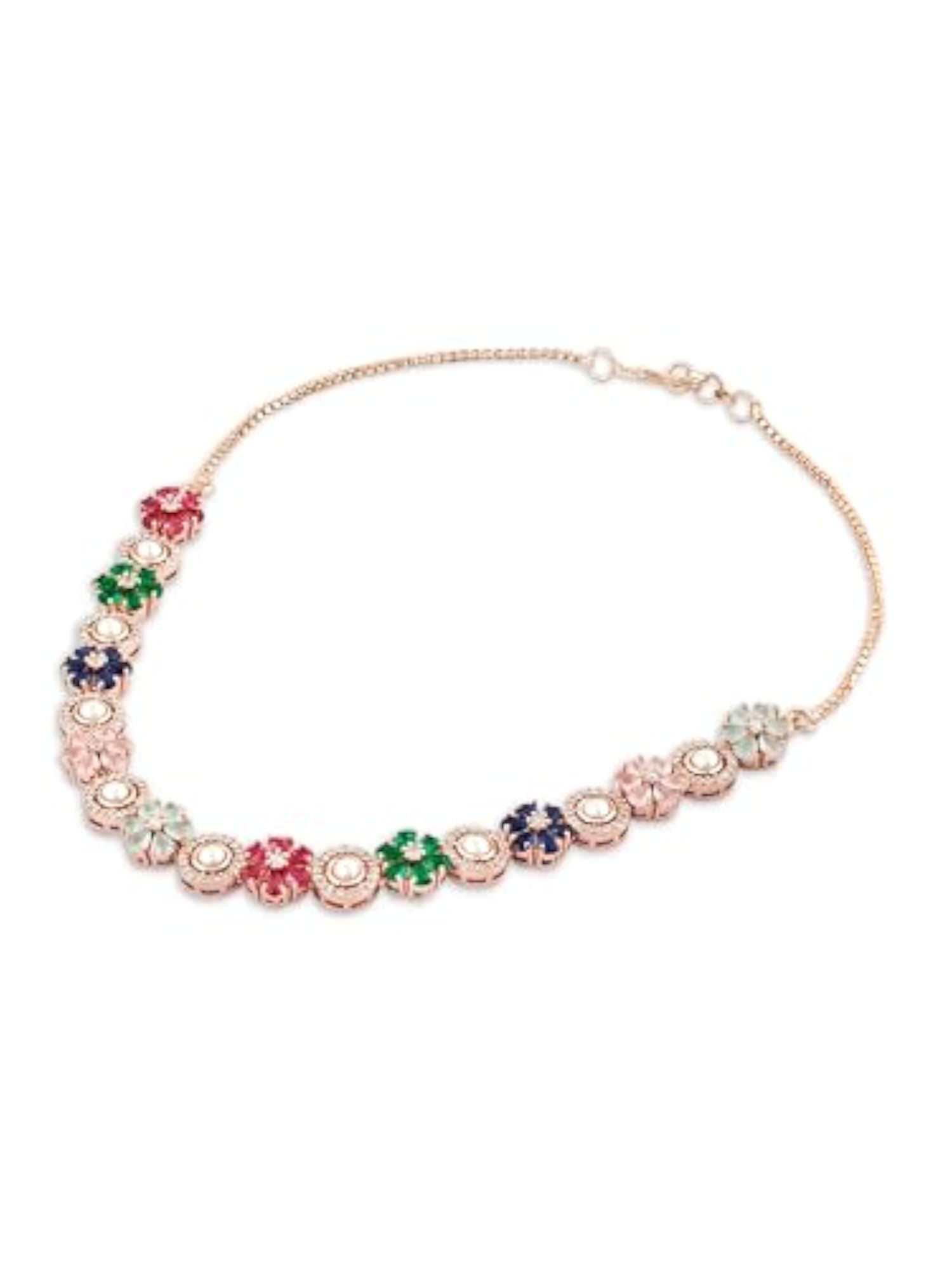 Flowers Dazzling Cubic Zirconia & Brass Necklace & Earring Set