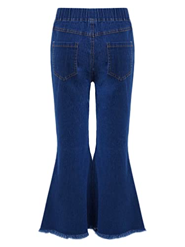 Kids Cowgirl Cute Flare Bootcut Jeans Bell Bottoms Jeans for Girls Blue Casual Ripped Denim Pants2