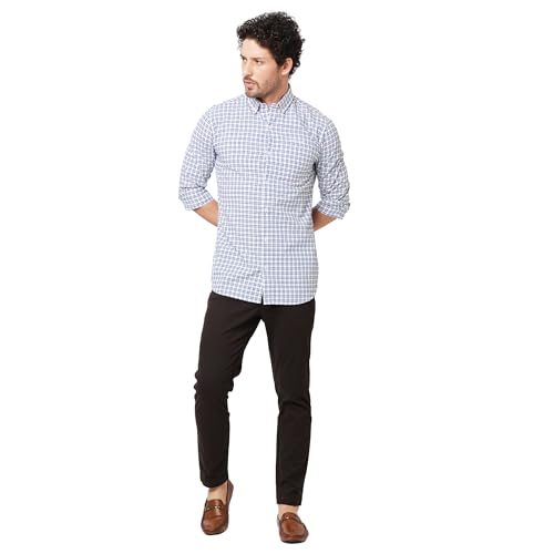 Image of KENNETH COLE New York Mens Slim Fit Cotton Spread Collar Long Sleeve Patch Pocket at Chest Casual Shirt
