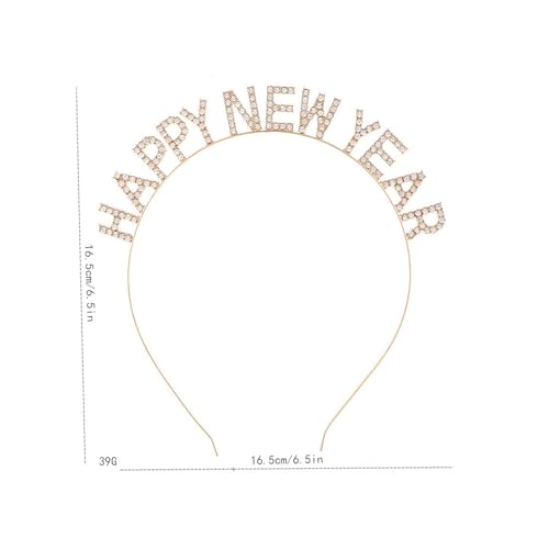 BinaryABC Happy New Year Headband Tiara,Rhinestone New Years Headband,New Year Eve Party Supplies(Golden) - Image 4