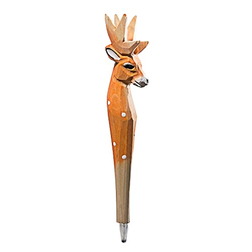 1Pcs Handmade Wood Carved Animal Gel Pen With 3 Pcs Refills | Sika Deer, Creative Hand Crafted Pen School Office Supply, Fun Novelty Writing Pen, Unique Gift Style (Sika Deer) #TOP6