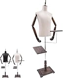 Torso de maniquí Masculino,Soporte de exhibición de Trajes for Hombres con Estante for Pantalones Desmontable,Soporte for Zapatos y Brazo Flexible de Madera Maciza,Ajustable de 53.15 a 70.87in(White)