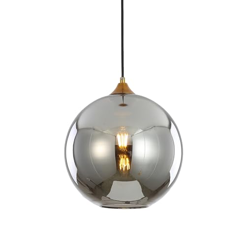 HJXDtech Pendelleuchte einflammig aus Glas,Industrielle Retro Glaskugel Pendellampe E27 Loft Bar Hängelampe Kronleuchter (Grau, 30cm)