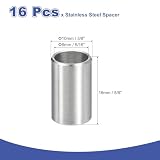 QUARKZMAN 16 sztuk tulejek dystansowych ze stali nierdzewnej 304, 8 mm, otwór x 10 mm, średnica zewnętrzna x 16 mm, wsporniki dystansowe do śrub i prętów M8, srebrne